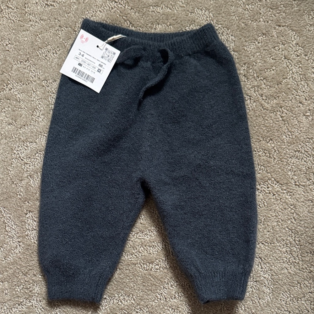Zara Dark Charcoal Knit Jogger Pants for Kids